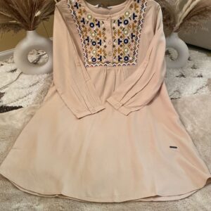 Beige Tunic with Bohemian Embroidery