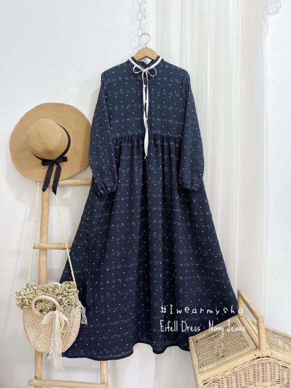 Abaya Dress Eiffel Polka Navy Jeans