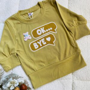 "OK, Bye" Graphic Tee with Bunny Charm