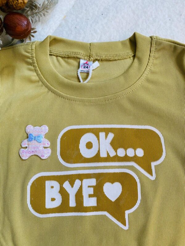 "OK, Bye" Graphic Tee with Bunny Charm