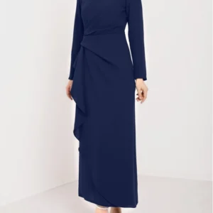 Asymmetrical Crepe Dress with Front Allery Skirt