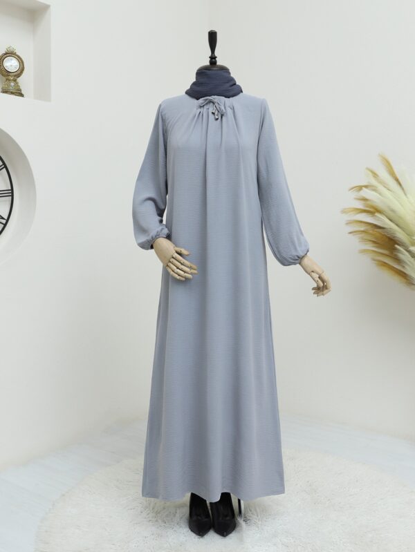 Gathered-Collar-Balloon-Sleeve-Ayrobin-Abaya-Grey