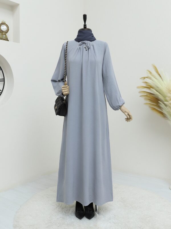 Gathered-Collar-Balloon-Sleeve-Ayrobin-Abaya-Grey