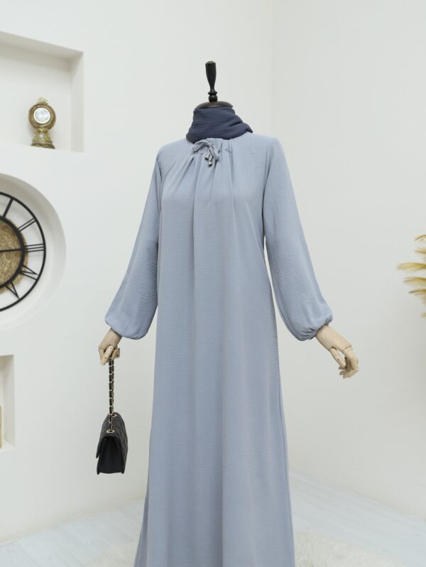 Gathered-Collar-Balloon-Sleeve-Ayrobin-Abaya-Grey