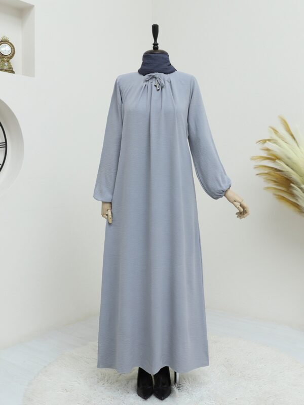 Gathered-Collar-Balloon-Sleeve-Ayrobin-Abaya-Grey