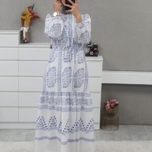 Tunnel Lace Long Dress -White