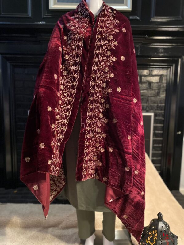 Velvet Shawl with Floral Embroidery Maroon.jpg