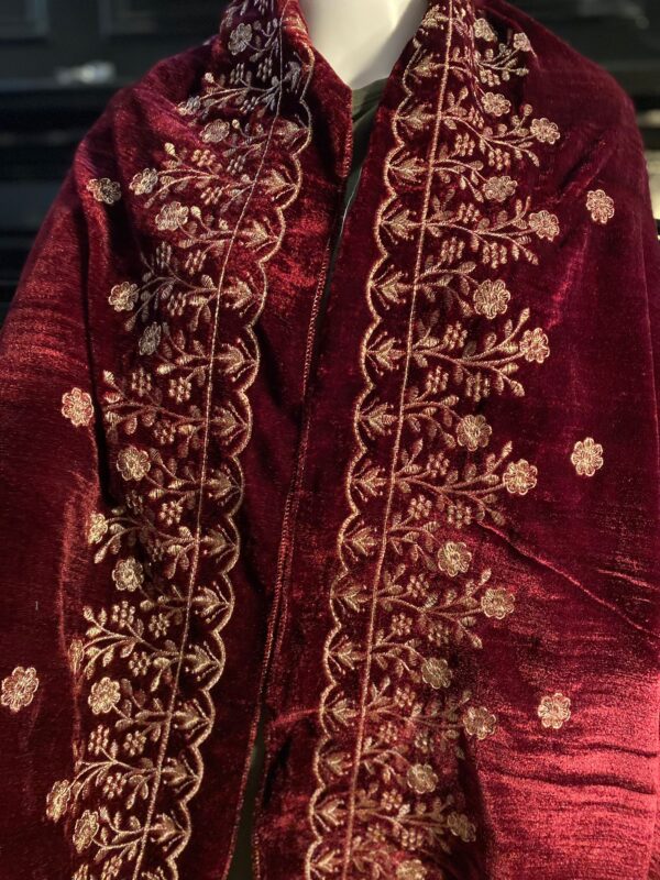 Velvet Shawl with Floral Embroidery Maroon.jpg