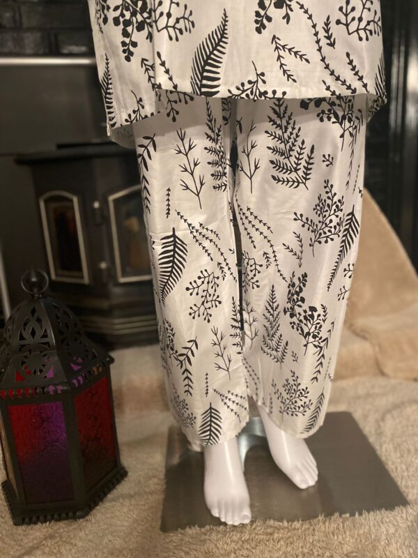 Block Printed Arabic Lawn Co-ord Set - White