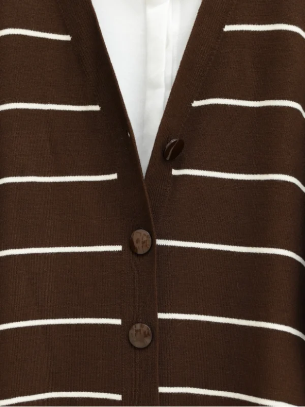 Buttoned Long Knitwear Cardigan -Brown