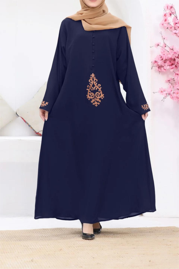 Embroidered Blue Abaya in CY fabric