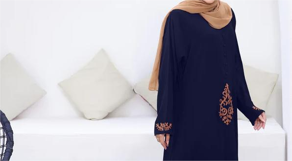 Embroidered Blue Abaya in CY fabric