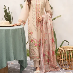 Embroidered Linen 3pc Suit - Sahibas by Mirza