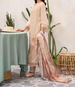 Embroidered Linen 3pc Suit - Sahibas by Mirza