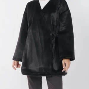 Fur Jacket Kimono- Black