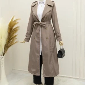 Lined Belt Trench Coat -Mink color