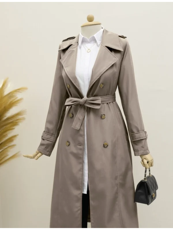 Lined Belt Trench Coat -Mink color