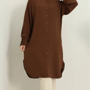 Oval Cut Tunic - Brown