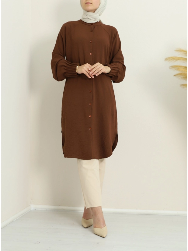 Oval Cut Tunic - Brown