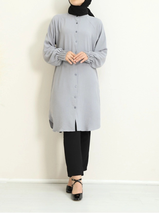 Oval Cut Tunic - Grey