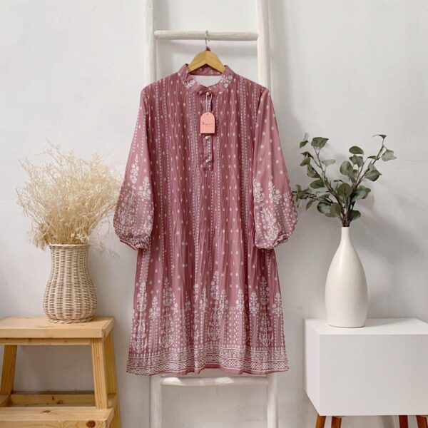 Pleated Pink Floral Kurtis with Iining