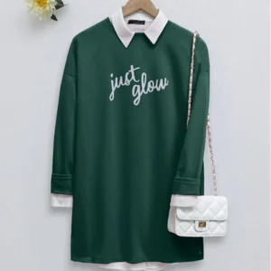 Printed Combed Cotton Sweatshirt - Emerald