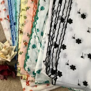 Cotton full-size dupatta with small floral prints for prayer and casual occasions.