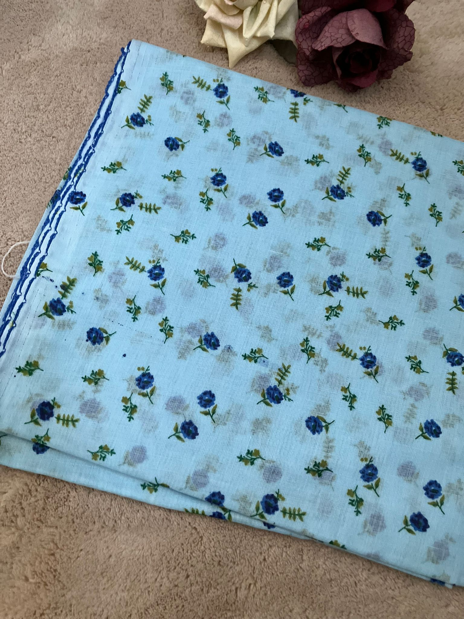 Cotton full-size dupatta with small floral prints for prayer and casual occasions.