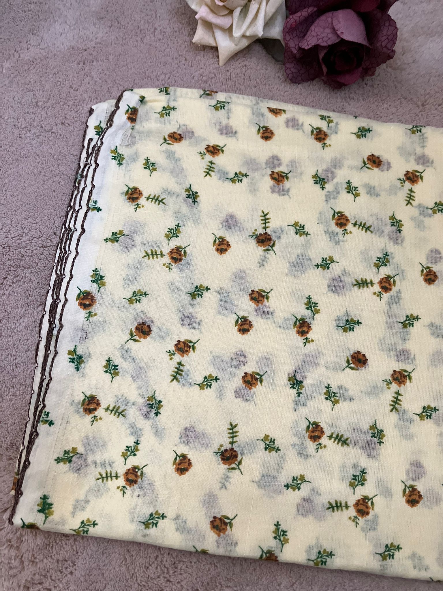 Cotton full-size dupatta with small floral prints for prayer and casual occasions.