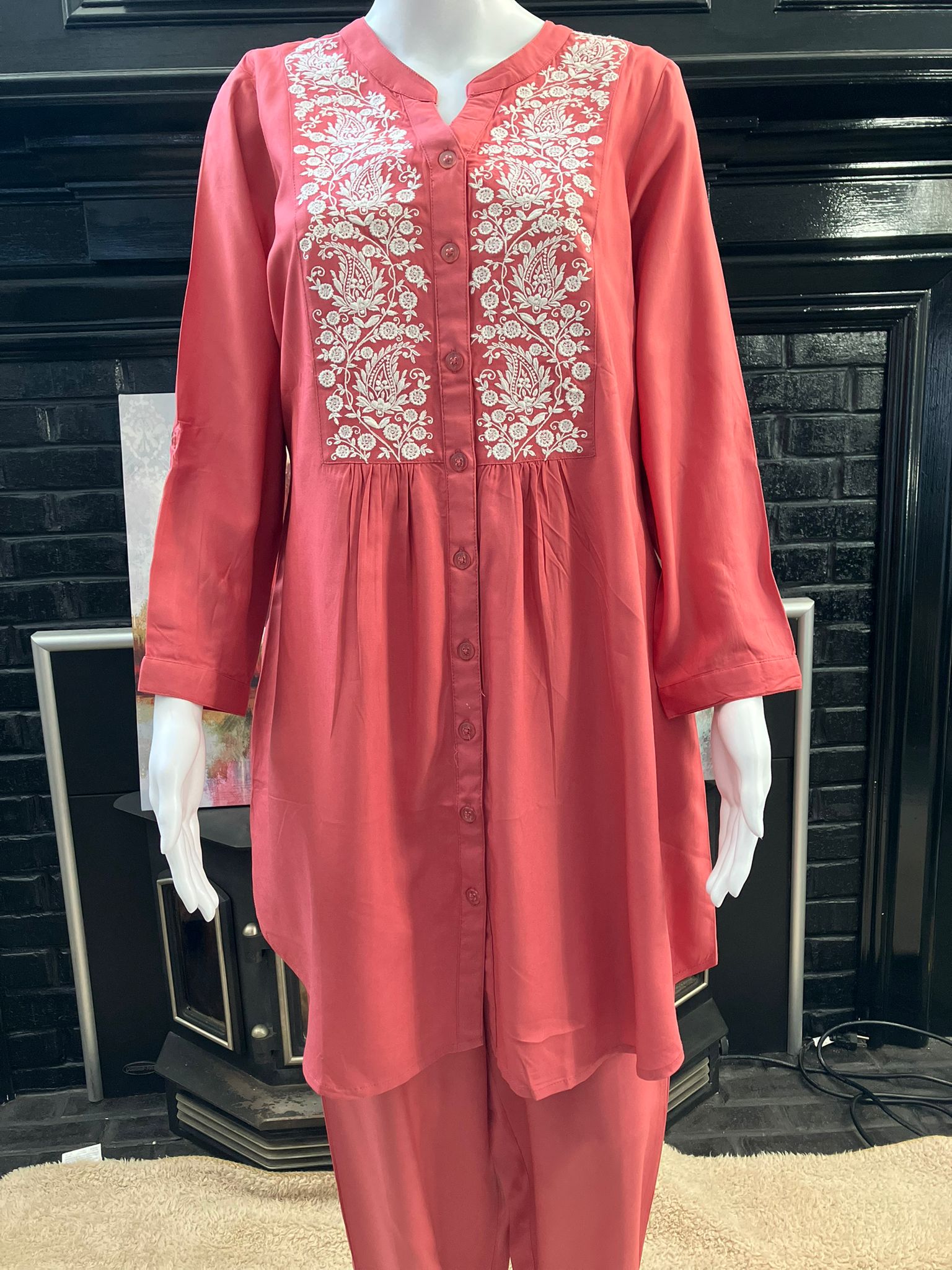 Embroidered Co-ord Set, 2 Piece Kurti Set perfect for Casual, formal office wear and college wear