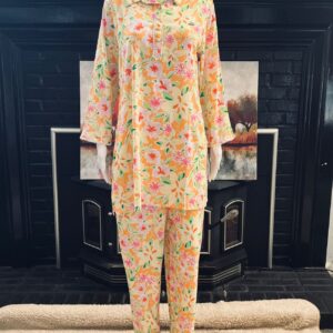 Floral Printed Co-ord Set with Lace Detailing - 2-Piece Tunic and Pant