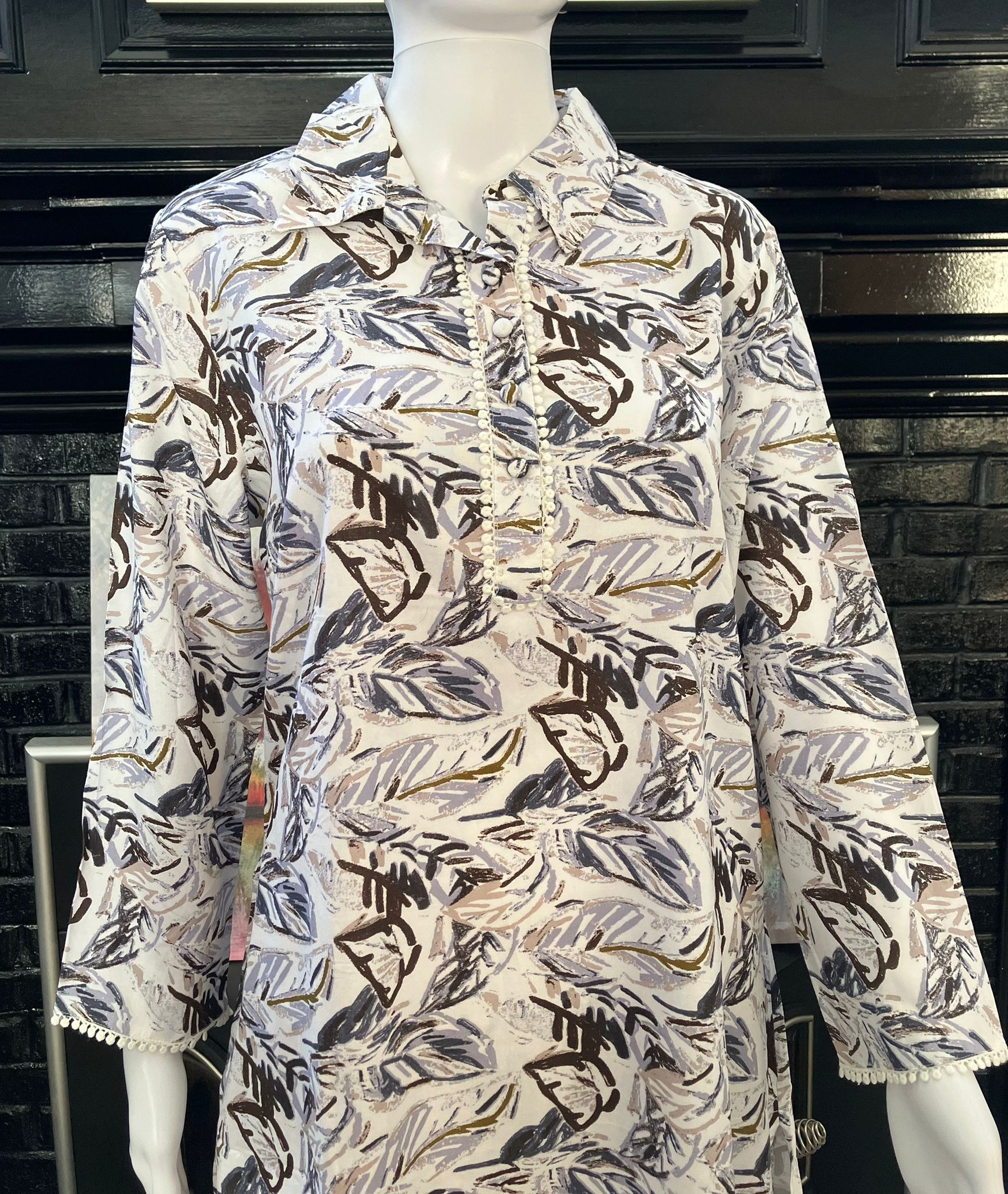 Printed Co-ord Set with Lace Detailing 2-Piece Tunic and Pant