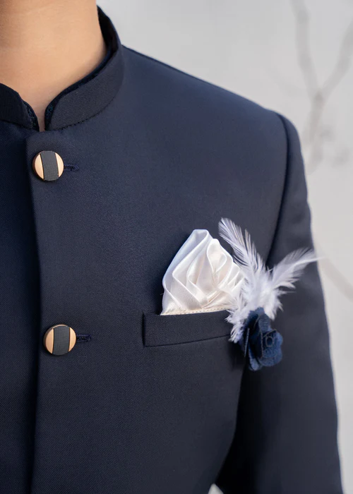 Navy Blue Boys Prince Coat - 3pc Kurta set - Yes The Instyle