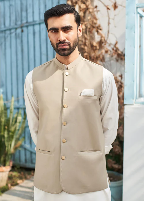Premium Beige Waistcoat - Men Waistcoat