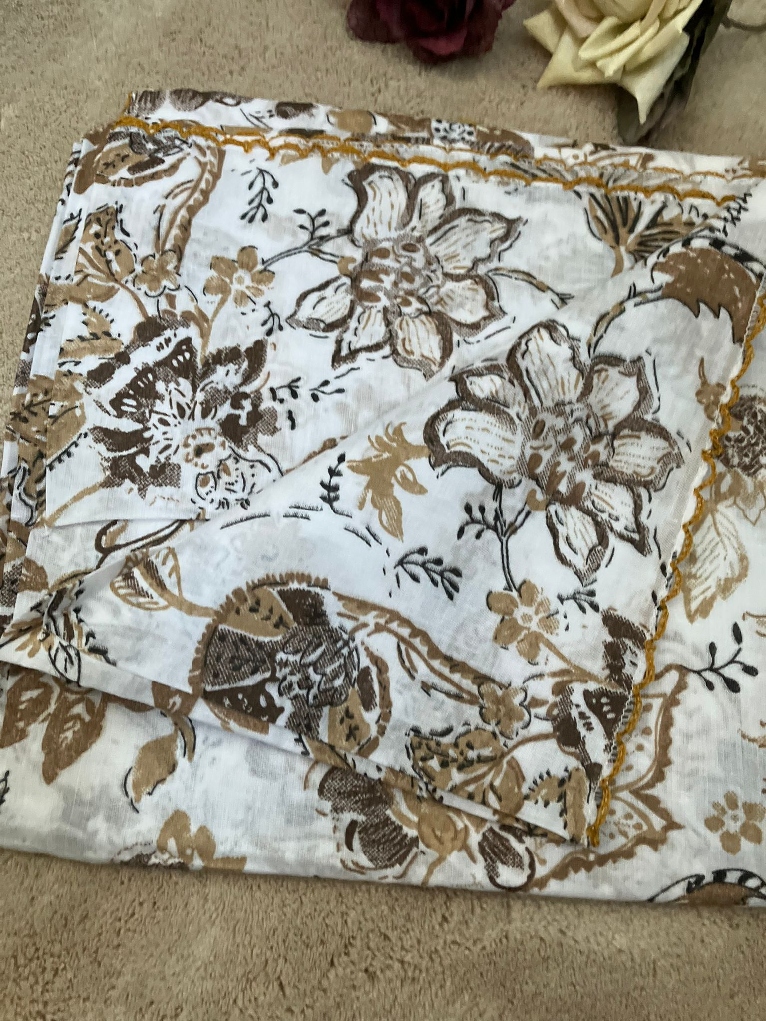 cotton dupatta floral design