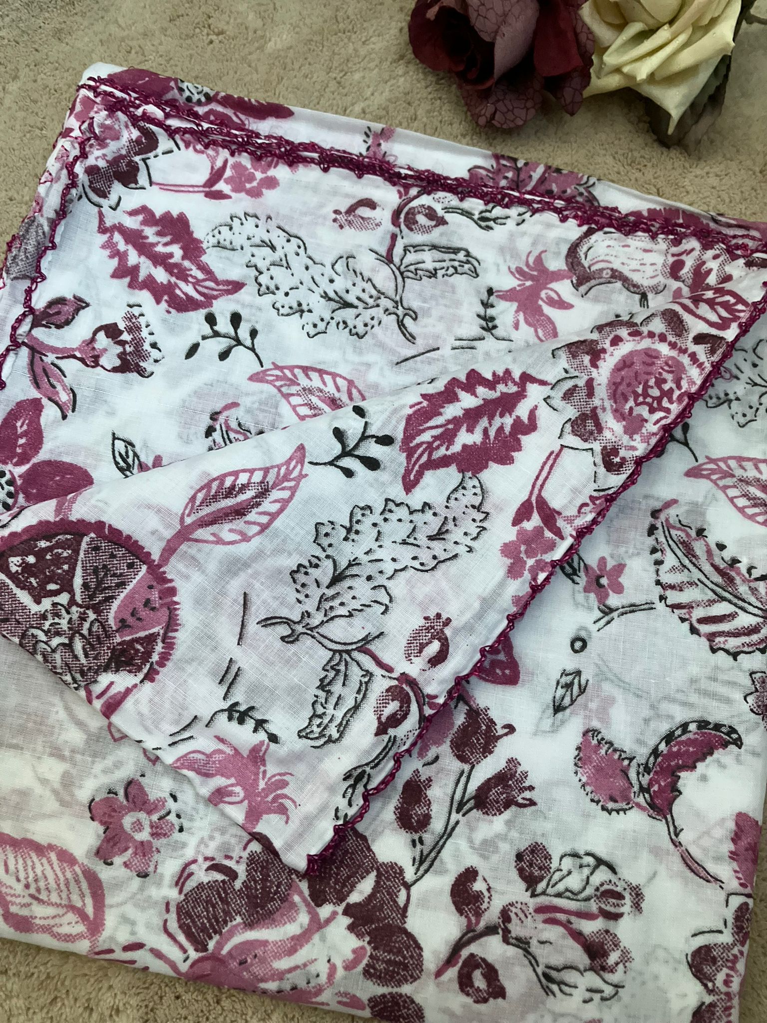 cotton dupatta floral design