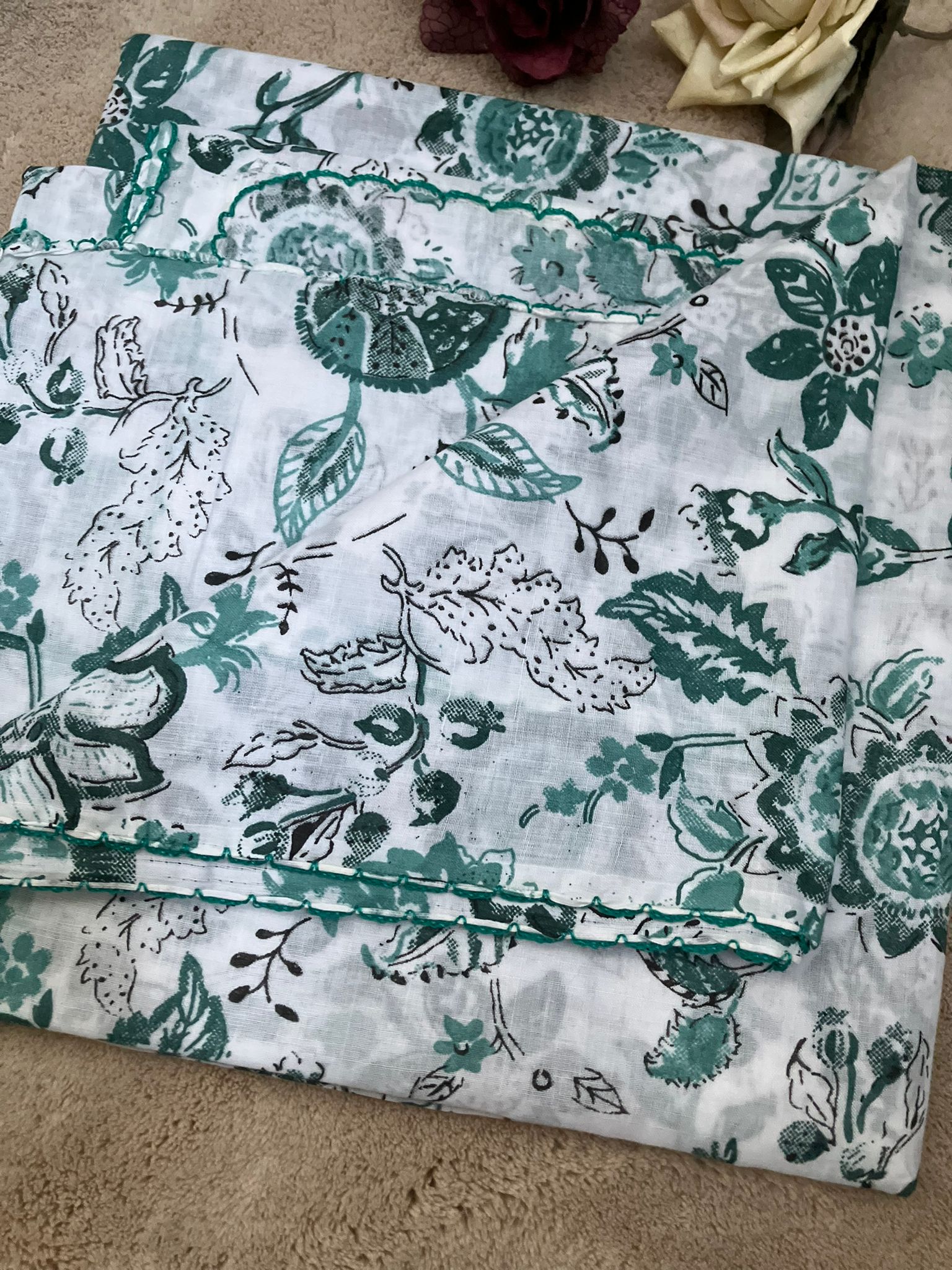 cotton dupatta floral design