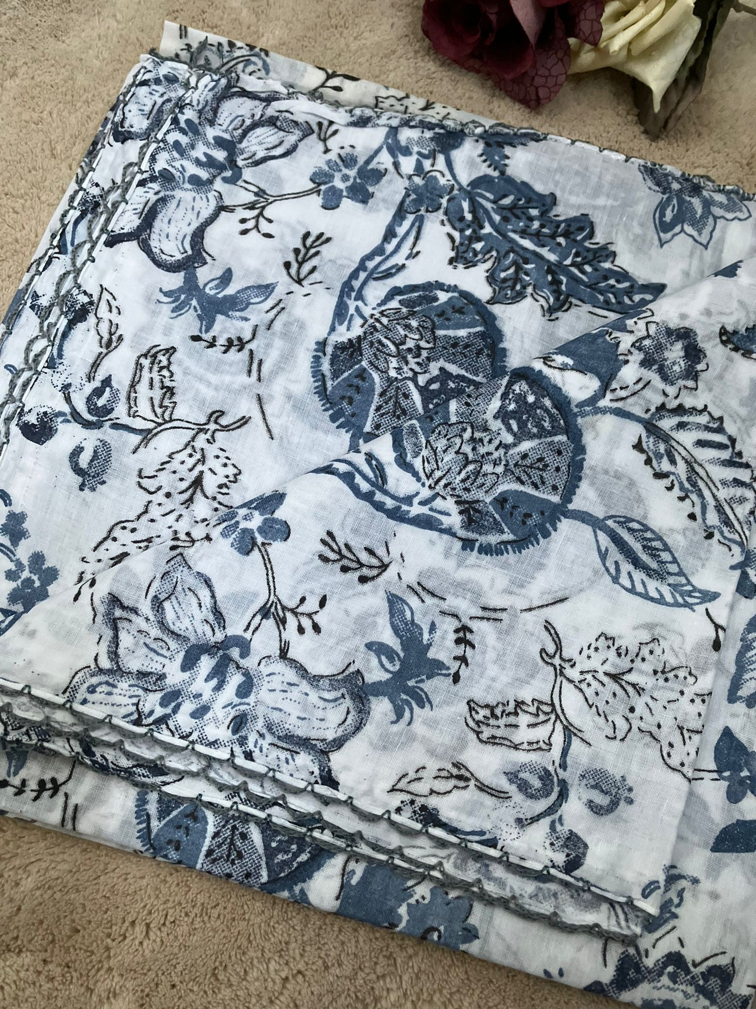 cotton dupatta floral design