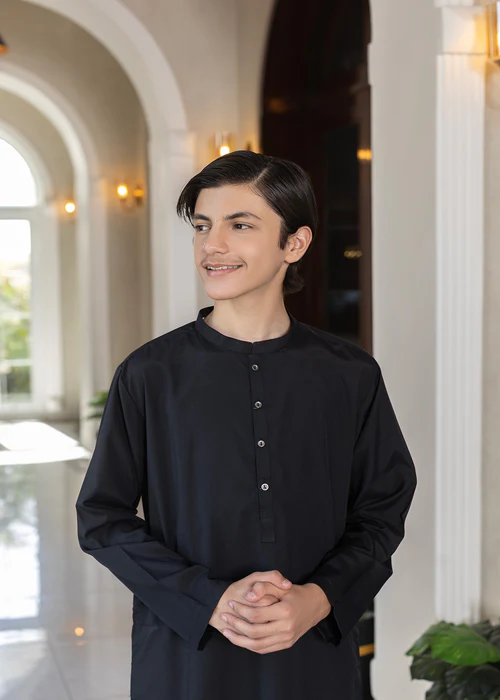 Wash and Wear Black Kurta Trouser - Boys - Modernwear