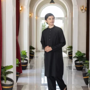Wash and Wear Black Kurta Trouser - Boys - Modernwear