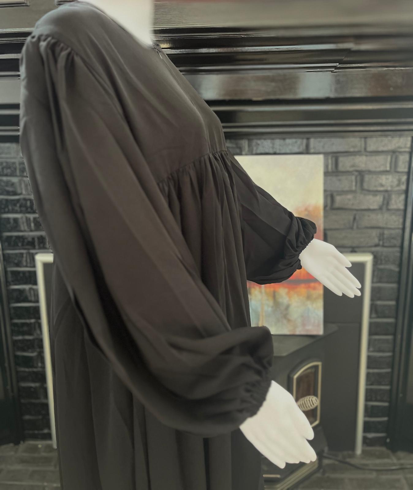 3pc Abaya with Khimar and Nose piece in Black Kashibo