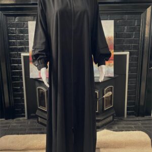 Black Kashibo Abaya with Full-Length Front Zip