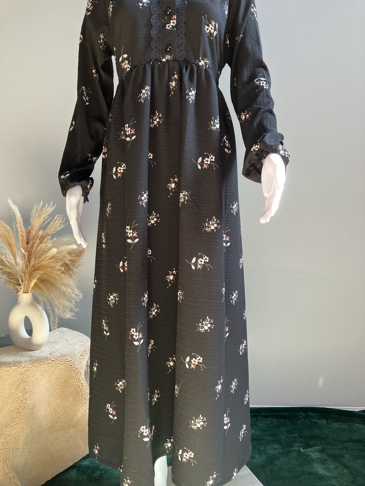 ANDRESD sleeve embroidery dress ブラック L ANDRESD sleeve embroidery dress ブラック L