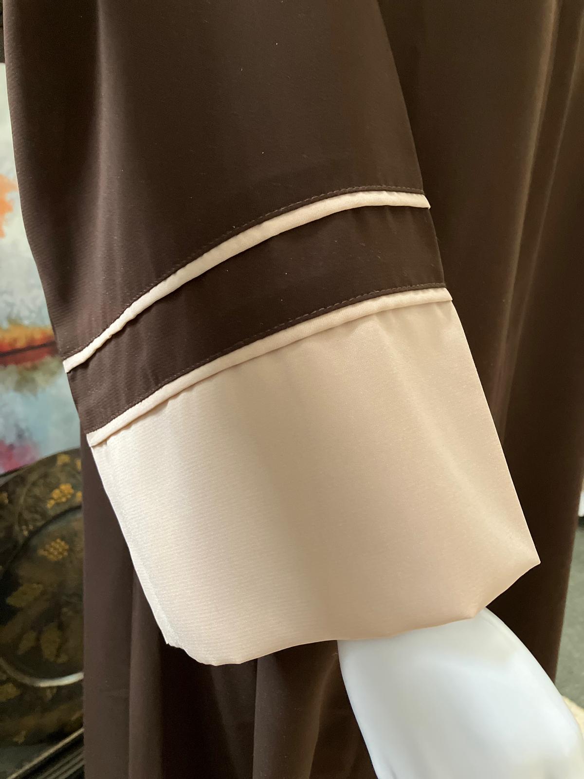 Chocolate Brown Kashibo Abaya with Beige Piping Daily wear Abaya