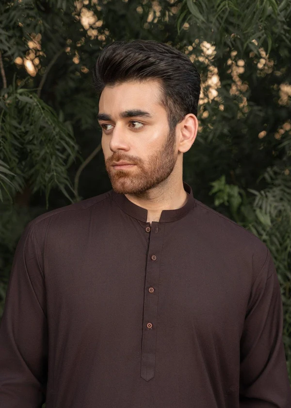 Dark Brown Kurta Trouser - 2pc Men outfit - Muraqsh