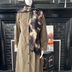 Emerald Green Full Button Abaya with Button Sleeves in Soft Corduroy Like Sweet Fabric