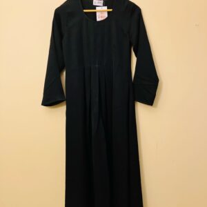 Kids’ Black Pleated Abaya – Front Closed, Easy Wear, Nida Fabric – Mumin Collection