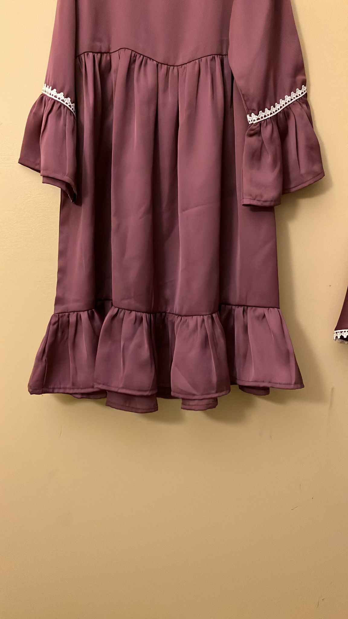 Kids’ Abaya with Khimar – Lace work & Pleated Waist - Dusky Pink Mumin Collection