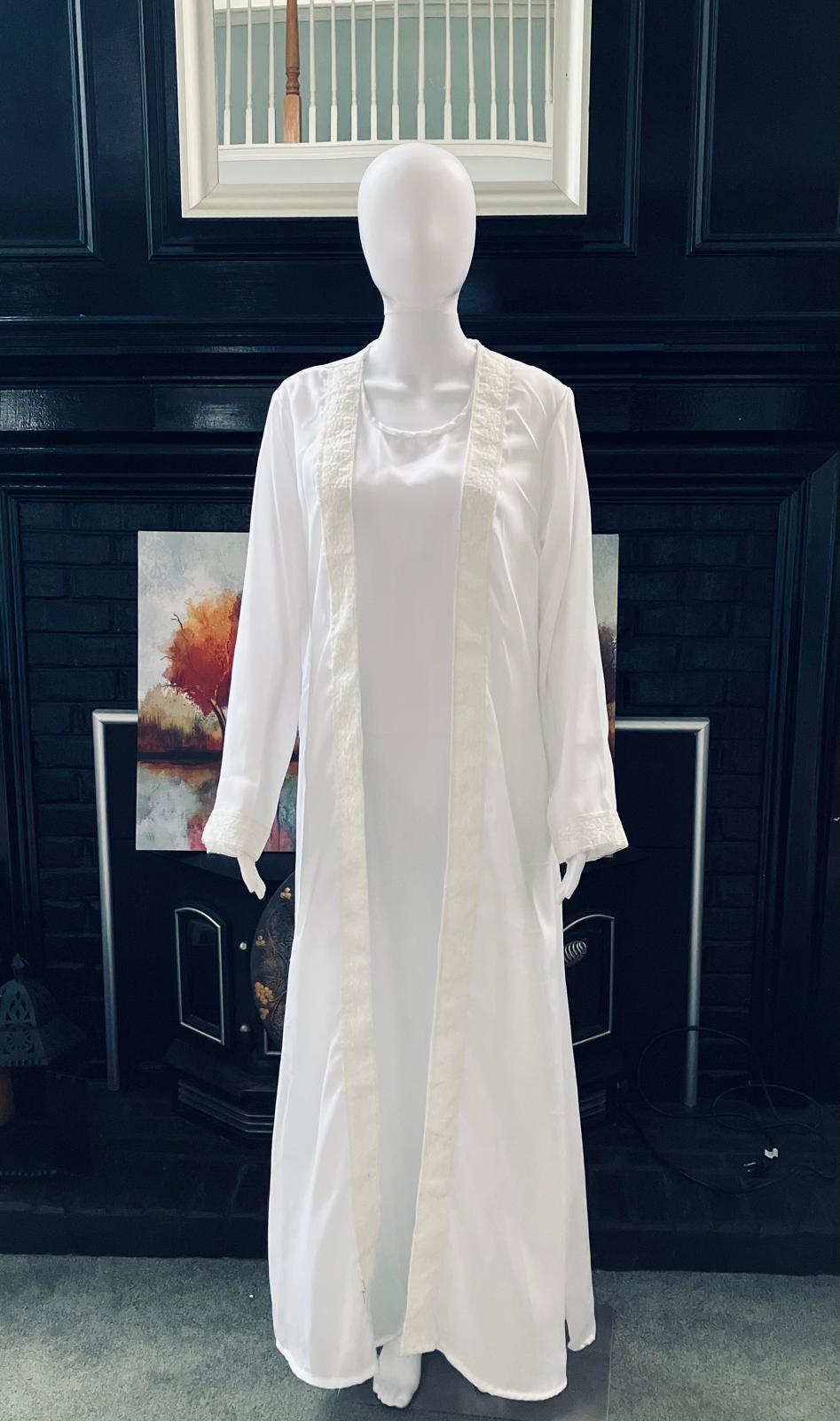 White Umrah Abaya with Shrug