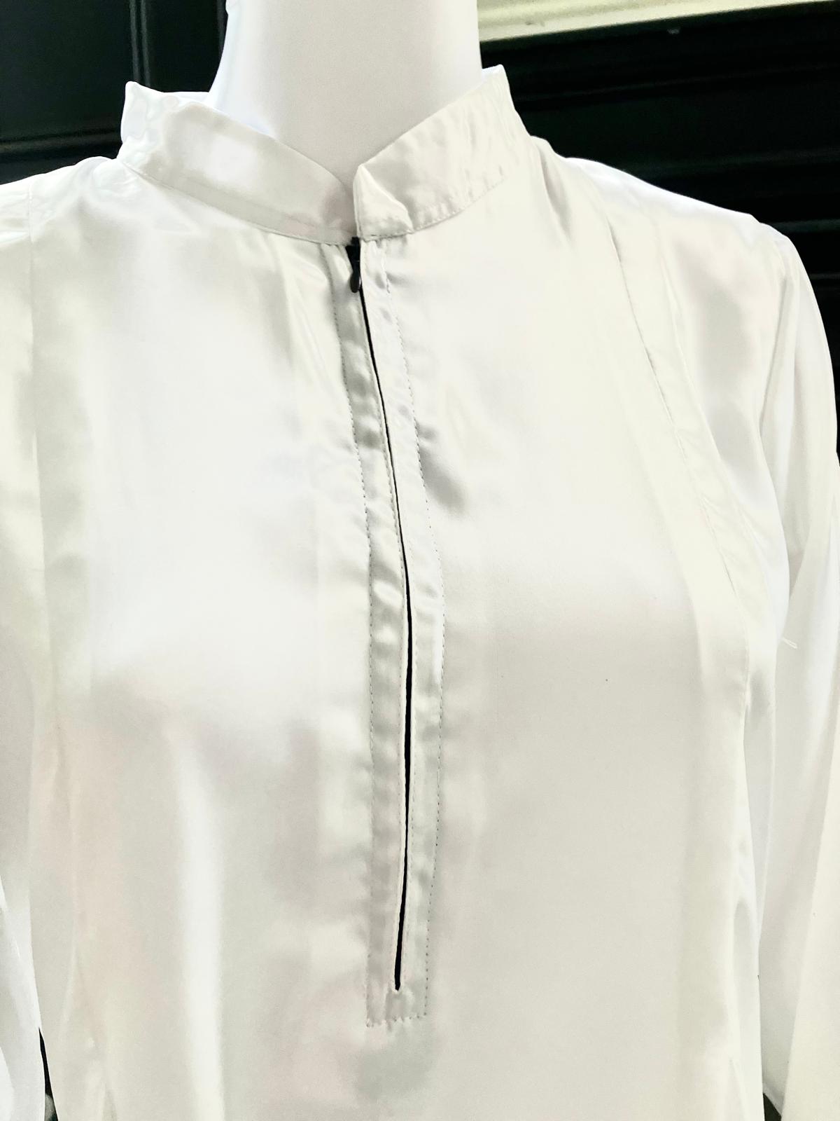 White Front Half Zip Abaya - Nidah Fabric | Mumin Collection - Image 5